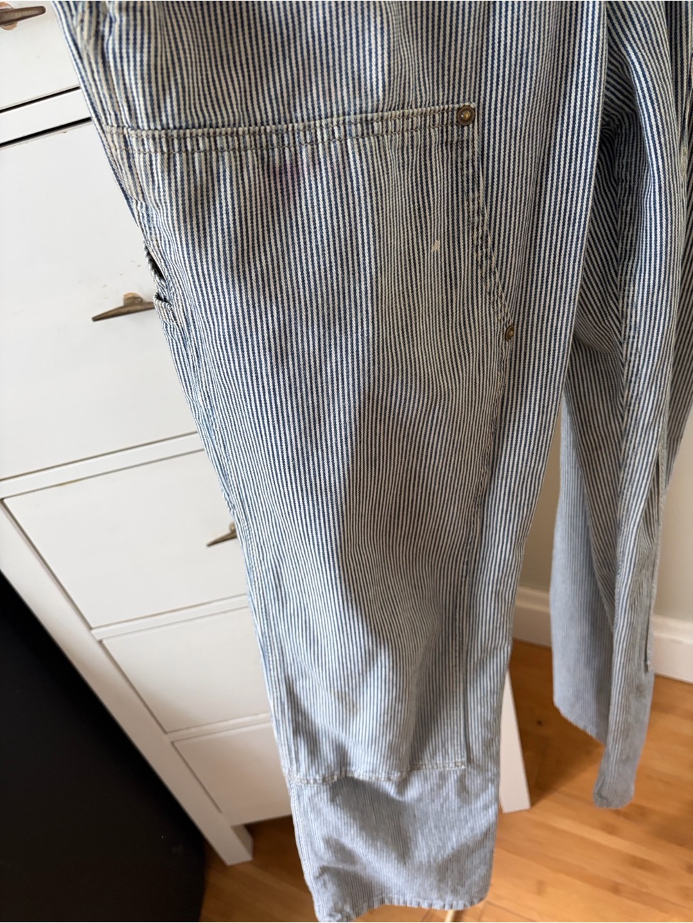 Carhartt women’s striped railroad denim bib overall - Picture 2 of 7